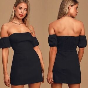 Lulu’s-Style Secrets Black Off-the-Shoulder Dress (Size:Large)